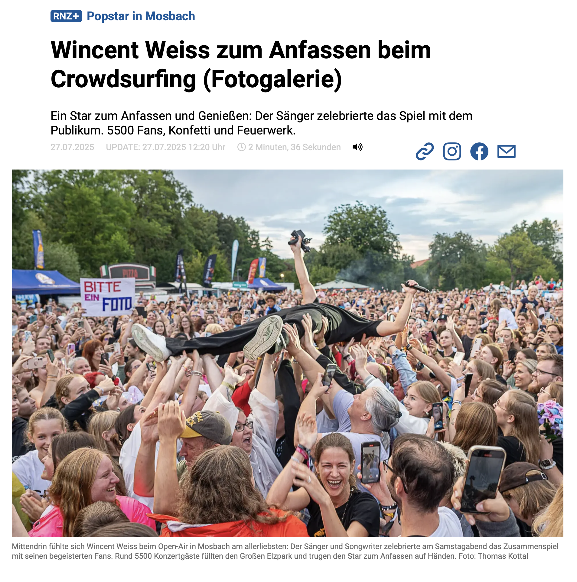 Open Air-Konzert Wincent Weiss 2025